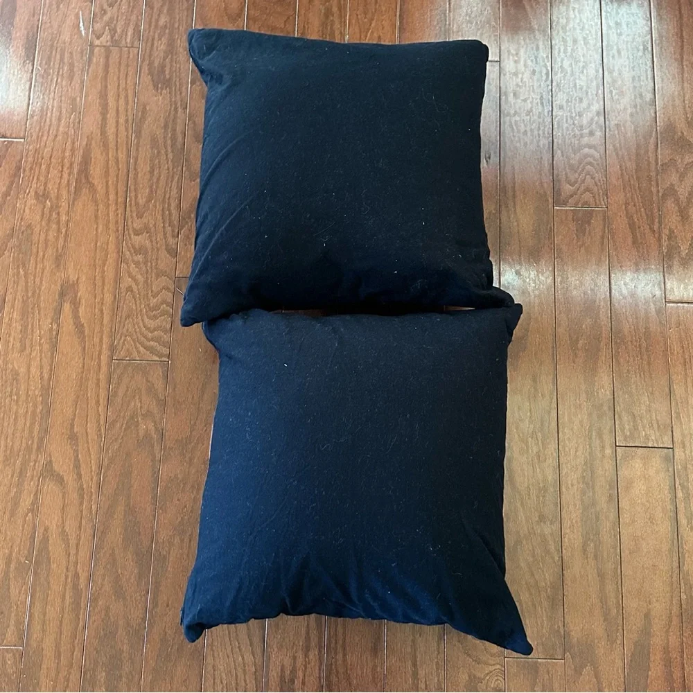 Crate & Barrel Black Red Embroidered Accent Pillows‎ Striking Design Set of 2